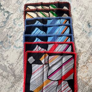 Vintage Handkerchief 7 Pieces Mid Century Geometric Pocket Squares